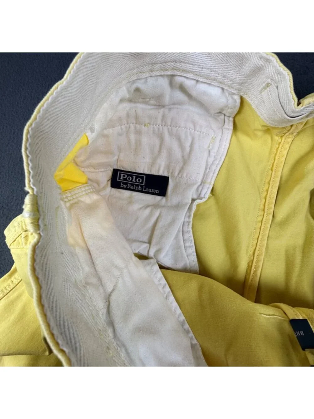 VTG Polo Ralph Lauren Mens 38 Relaxed Button/Drawstring Casual Yellow Short EUC